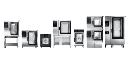 line up of combi ovens in black and white 